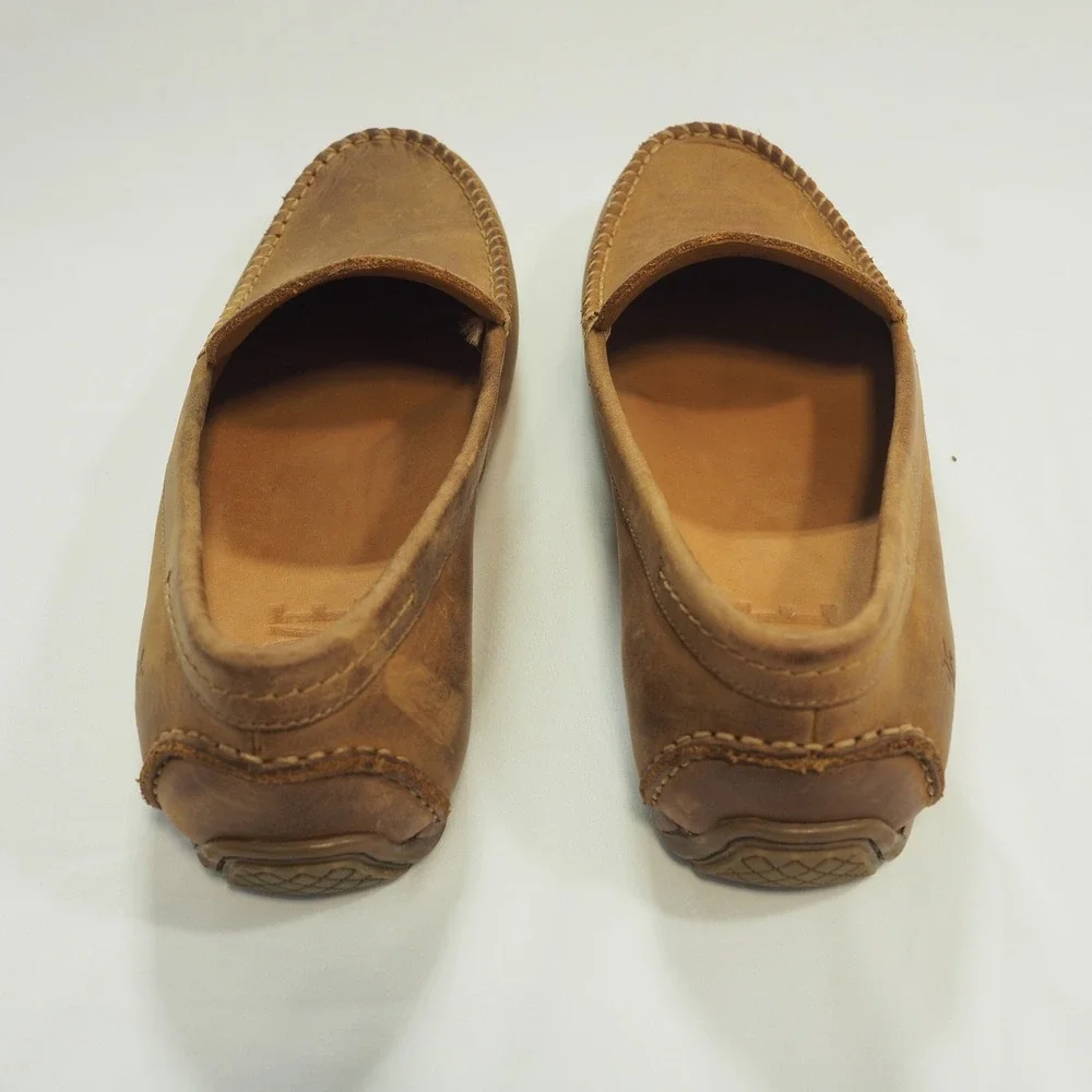 Frye Lewis Venetian 2.0 Mens 8.5 Tan Leather Driving Loafer Whipstitch Moc Toe